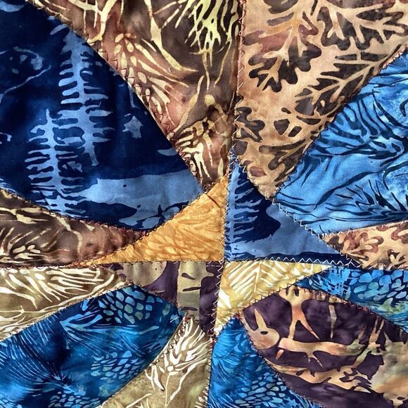 Patchwork Quilt with Blue and Brown Tones - Picture 6 of 16